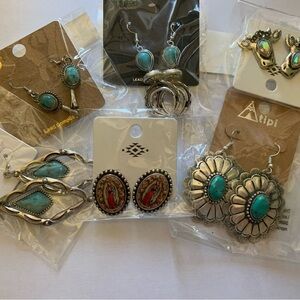 Silver and Turquoise Earrings Set